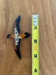Hand Made Varied Wood Bird In Flight Pin Brooch
