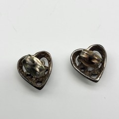 JEZLAINE Signed Sterling Silver 925 Openwork Scroll Heart Stud earrings Bride