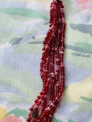 Vintage Red Glass Necklace And Earring Set Seed Bead Japan 1940s/1950s Read