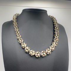 Vintage Rhinestone Necklace Disco Ball Style 16″ 1950s 1960s Mid Century