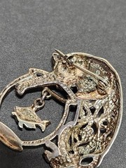 Jezlaine Cat Pin Signed Kitty Fish Bowl Sterling Silver .925