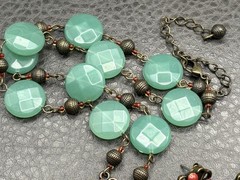 Avon Vintage Green Faux Jade Enamel Pendant Necklace Dangle Earrings Set