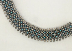 Vintage Turquoise Sterling 925 Necklace Mesh Choker Necklace 15″