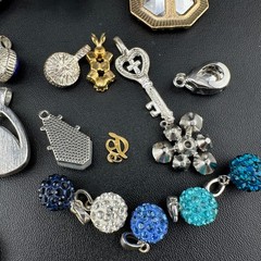 Vintage to Now Crystal Rhinestone Pendant Charm Lot of 28 Silver Gold Tone Mix