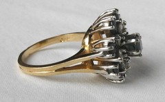 Vintage 14k Gold 2.25 Ctw Sapphire Diamond Cocktail Cluster Flower Ring Sz 7.25