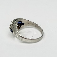 18k White Gold BELAIS Antique 0.83ct Diamond Vtg Art Deco Ring Sz 7.25 (I-56431)