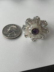Echo of the Dreamer Moon Flower Ring Pendant MOP Amethyst Topaz Sterling Sz 9.75