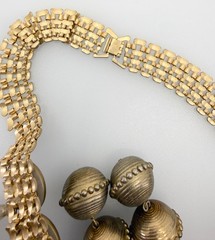 Vtg 1950s 50s EGYPTIAN Revival LUCITE & Metal Bib STATEMENT Necklace MASSIVE!