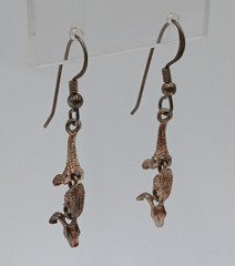 VTG 925 Alligator Crocodile Earrings 1.5in Drop Sterling Silver 3.4g Articulated