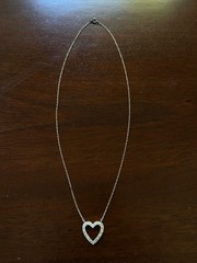 Antique Vintage Diamond Heart Pendant 14k White Gold