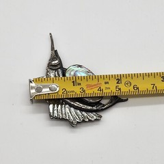 Vintage La Jolla Sterling Silver Swordfish Brooch – Abalone/MOP Oval, Signed