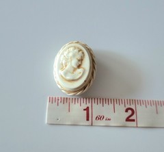 Hand Painted Molded Porcelain Brooch silhouette Cameo Victorian Style Vtg