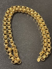 Vintage Monet Triple Barrel Link Ribbed Chain Modified Rolo Chain