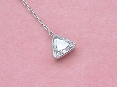 ESTATE ART DECO 1.03ct TRILLION DIAMOND LINE DROP PLATINUM LARIAT CHAIN NECKLACE