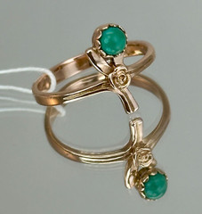 USSR Rare Vintage Original Natural Turquoise Rose Gold Ring 583 14K Kiev 1982