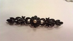Sterling Silver brooch with pearl and marcasite