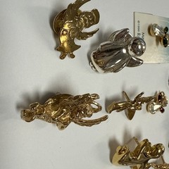 GOLD/SILVER TONE ANGEL BIRD MINI FIGURAL PIN LOT 21pc FEW BIRTHSTONE RHINESTONE