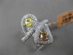 ESTATE LARGE 1.91CTW WHITE & YELLOW DIAMOND 18KT TWO TONE GOLD 3D COCKTAIL RING