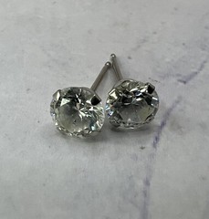 14k White Gold Posts 4.7mm Cubic Zirconia Stud Earrings