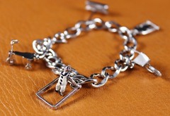 Vintage Mixed Theme Oval Link Curb Charm Bracelet 5 Charms Sterling Silver 6 3/4
