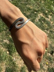Modernist Bracelet Sterling Silver Cuff Abstract Swirl Taxco Mexico