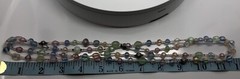 Vintage PASTEL PINK, BLUE, GREEN LUCITE FACETED BEAD NECKLACE Frosty 42″ Long