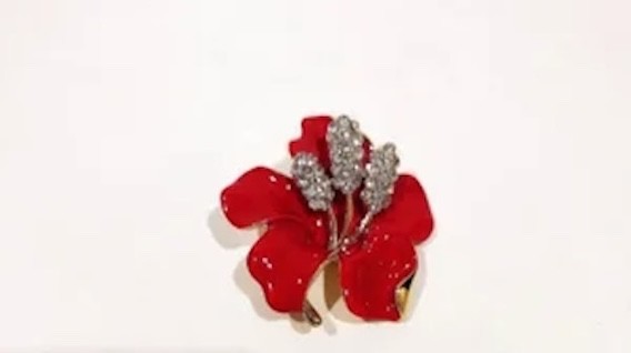 Floral Brooches/Pins with Rhinestones in the Center