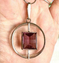 VTG K&L Kordes Lichtenfels Modernist 835 Silver Amethyst German Pendant Necklace