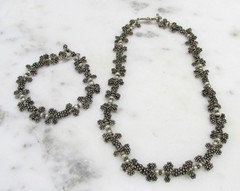 SAKI Vintage Sterling Silver Textured Bracelet & Necklace Set ~ 74grams ~ 7-A369