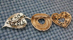 Lot 3 Vintage Costume Jewelry Brooch Pin Gerry’s signed Christmas Heart Leaf