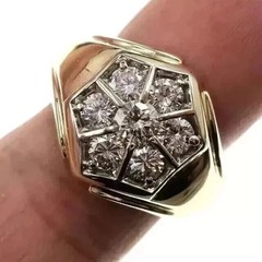 2.85Ct Art Deco Created Diamond Men’s Anniversary 14k Yellow Gold Finish Ring