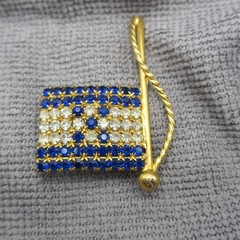 Vintage Honduras Flag Pin Brooch Rhinestone