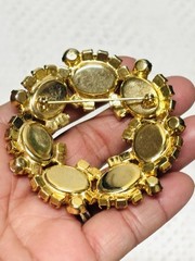 Vtg JULIANA Pink Cabochon Glass Rhinestones Earrings Flower Brooch Pin Set As Is