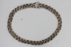 VINTAGE HEAVY WEAVE STERLING SILVER 925 CHAIN LINK NECKLACE 17.75″ STAPLE LAYER