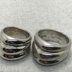 Vintage 18K HGE White Gold Plated Wide Band Domed Ring varied sizes
