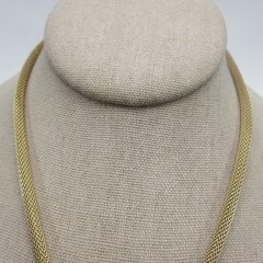 Vintage Mesh Necklace Rhinestone Accents Signed Avon Choker 15 Inch