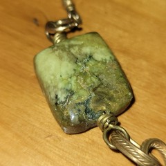 Vintage Artisan Jade Turquoise Carnelian Rutilated Quartz Necklace 14K GF