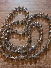 AB Glass Crystal Necklace Aurora Borealis Bicone Faceted Beads Silver Tone