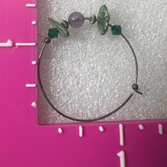 Vintage Artisan Wire Earrings 2 Pr Dangle Hoop Stones