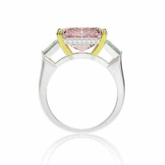 5.50 Ct Asscher Cut Elegant Natural Pink Sapphire & Diamond Ring 14K White Gold
