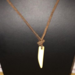 Vintage Tribal Tooth Pendant Necklace Acrylic Leather Cord Adjustable Surfer