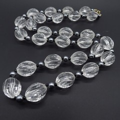 Vintage Clear Beaded Necklace Lightweight Retro 30″
