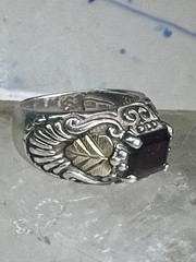 Black Hills Gold ring wedding band garnet leaves size_5.5 sterling silver women
