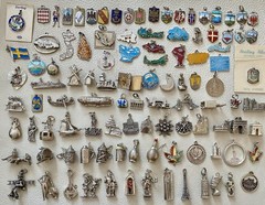 Vintage Sterling Silver & Brass World Travel & Map & Shield Charms CHOICE
