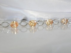 Vintage Sterling Silver 925 Gemstone Tennis Station Bracelet Fits 7″