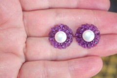 Vintage Amethyst Flower Jackets For Earrings Use With Any Studs You own
