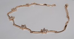 Vintage Signed 925 R China Gold CZ Flower Link Tennis Bracelet 7.5 in – 8.5in
