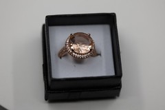 Amber Gemstone Ring Vermeil Sterling Silver