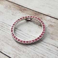 Vintage Pendant – Large Pink Gem Circle – No Chain Included