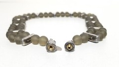 Vintage Marina & Susana Sent Murano Glass Smoky Gray Beaded Double Row Necklace